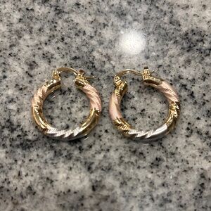 Nordstrom Gold and Silver Twist Hoop Earrings